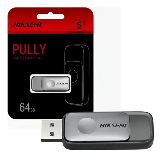 Pen Drive Hiksemi Pully U3, 64GB, USB 3.2, Preto e Cinza, Novo, Lacrado