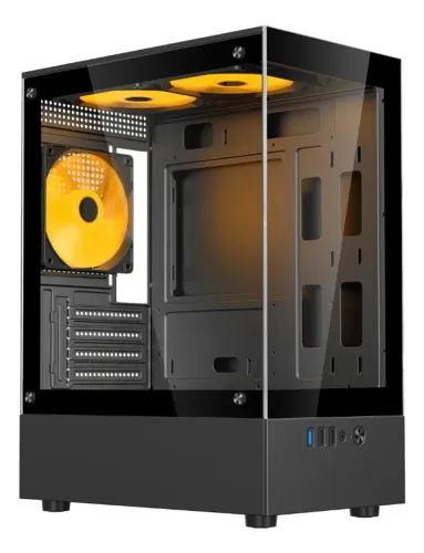 Gabinete Gamer Bluecase Bg-053 Nuker V2 Pro C/ 3 Fan Ambar Novo Loja Coimbra Computadores