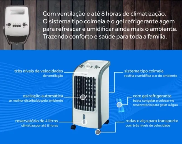 Climatizador portátil frio Ventisol branco/cinza 220V