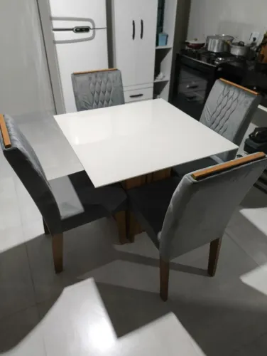 Mesa de Jantar 4 Cadeiras Tampo de Vidro (NOVO) Entrega Grátis!
