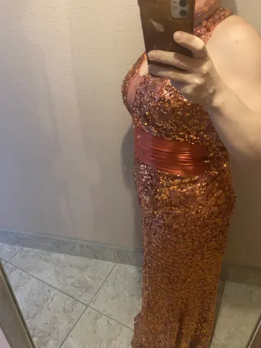 Vestido Paetê terracota