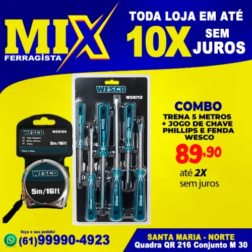 Kit Trena 5 Metros + Jogo De Chave Phillips E Fenda Wesco