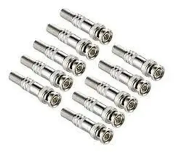 Kit Conector Bnc Com Mola/parafuso Plug Cftv 10 Peças