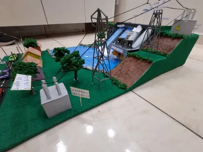 Maquete escolar sobre USINA HIDRELÉTRICA 