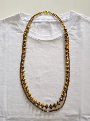 Colar de Cristais Dourado