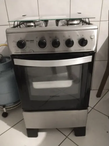 Fogão 4 bocas a gás Itatiaia Waves Inox com forno
