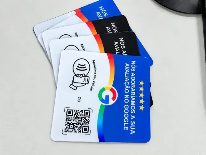Plaquinha NFC + QR Code para Avaliação no Google