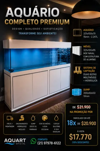 ? Aquário 321x100x70 em vidro 15mm ? Aproximadamente 2.247L