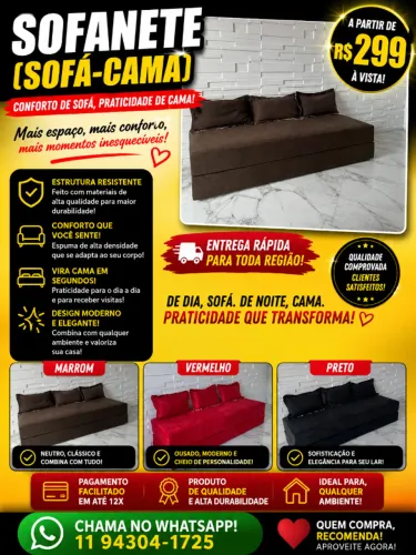 Sofá-cama(Sofanete) 3 lugares, conforto de sofá e praticidade de cama, muito barato !!