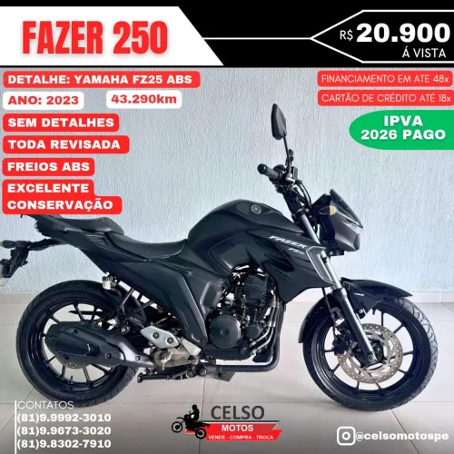 Fazer 250 2023 ABS c/43.000km Financio 48x aceito sua moto na troca