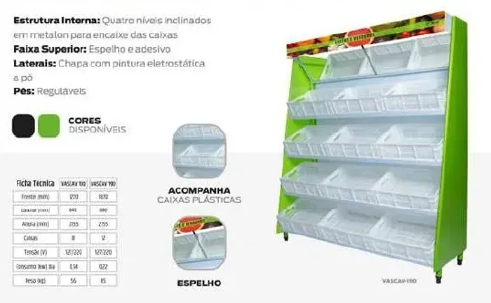 VITRINE NATURAL HORTIFRUTICOLA 12 CAIXAS MARCA POLAR NOVA