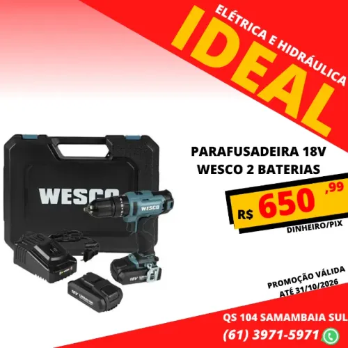Parafusadeira 18v Wesco 2 baterias