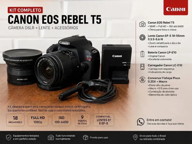 Canon T5 + Filtro fisheye - Aceito Troca