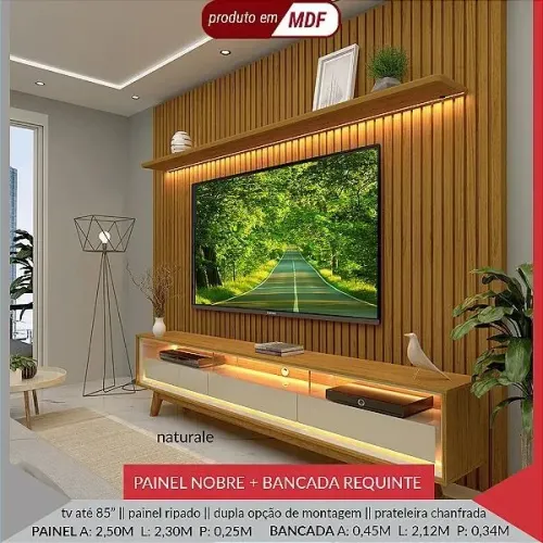 Painel ripado com rack