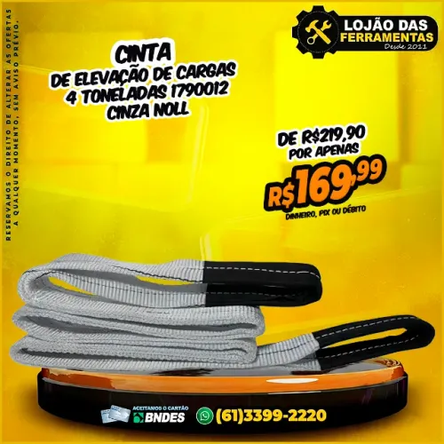 Cinta de Elevação de Cargas 4 Toneladas 1790012 Cinza Noll