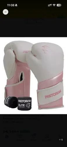 Kit Boxe E Muaythai Pretorian Luva Elite + Bandagens Cor Rosa Tamanho 14oz