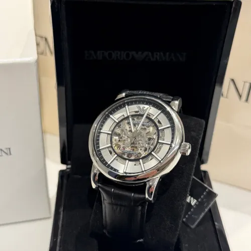 Relógio Masculino Emporio Armani Meccanico Skeleton Automático em Couro - Novo e Completo