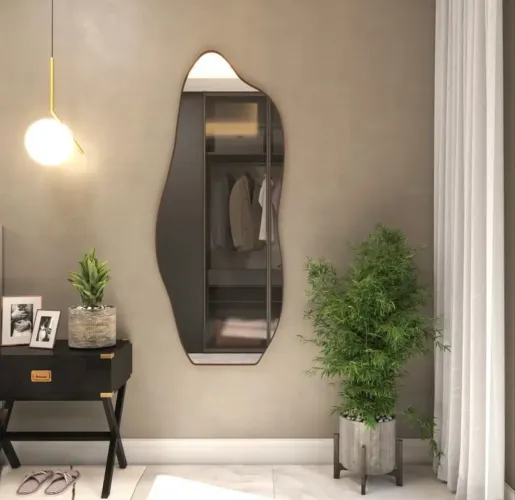 Espelho 100x50 Orgânico Corpo Inteiro Grande Moldur Caramelo Preto
