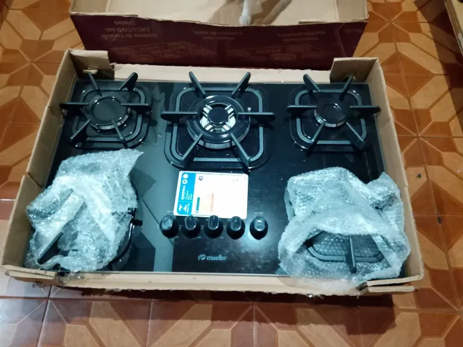 Cooktop Mueller 5 Bocas Tripla Chama G5 Vidro Preto - Novo na Caixa
