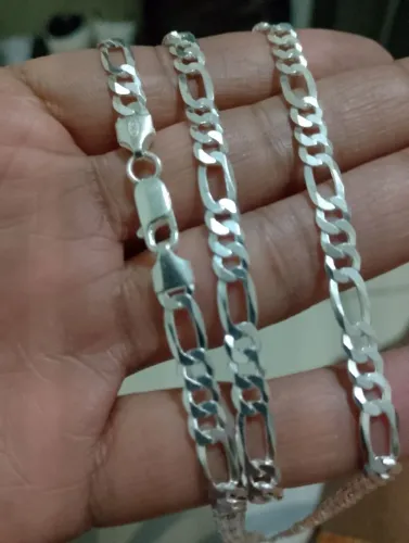 Cordão de prata 6mm 70cm brilho de loja