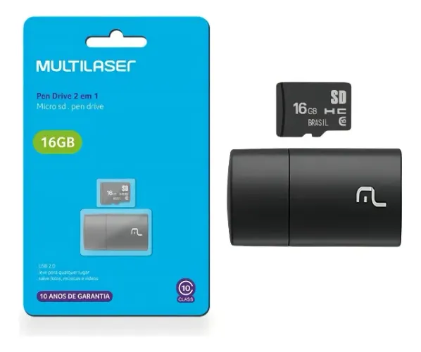 Cartão De Memória 16Gb Classe 10 Microsd 16gb com Leitor Usb Gratis Pendrive Loja Coimbra 