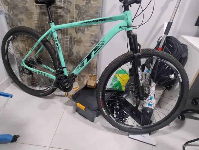 Bicicleta GTS SUPREME ARO 29 freios a disco 24v verde água