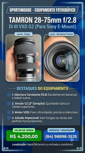 Lente sony tamron 28-75 2.8