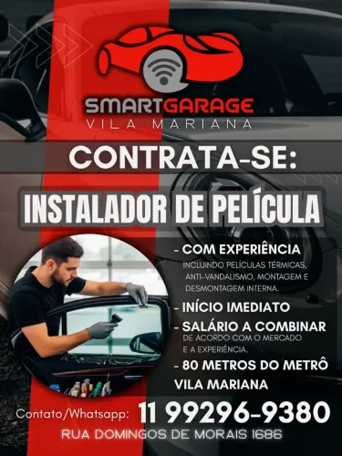 CONTRATA-SE INSTALADOR DE PELÍCULA AUTOMOTIVA 