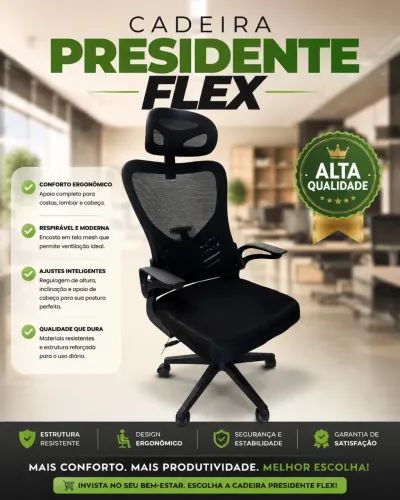 CADEIRA PRESIDENTE FLEX TELA LOJA IKONOFFICE 