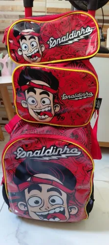 Bolsa escolar enaldinho com lancheira e estojo
