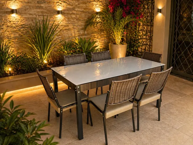 Conjunto de mesa seis cadeiras novo