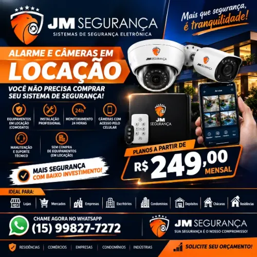Alarme e Câmeras em Locação | Monitoramento 24h | JM Segurança