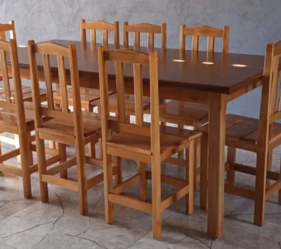 Mesa 8 cadeiras novas de madeira faço entrega 1600