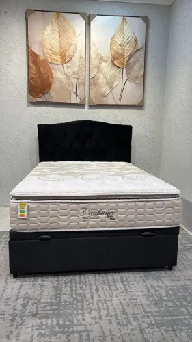 Cama box casal baú + colchão casal visco gel