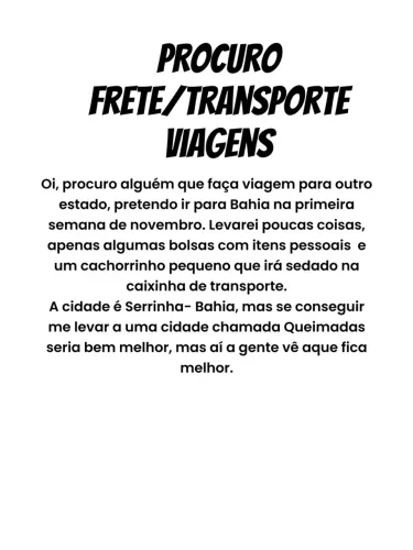 PROCURO QUEM FAÇA MUDANÇA/FRETE