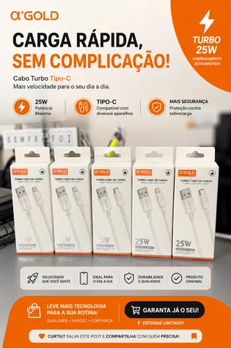 Cabo Gold disponível, USB/ Micro / Lightning