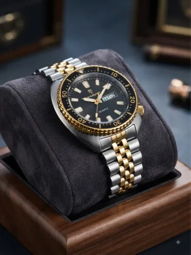 Relógio Poedagar Quartz (Novo) - Preto/Dourado