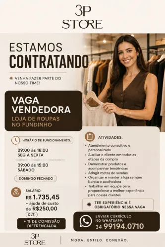 Vaga Vendedora Loja de Roupas