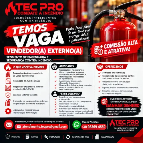 VAGA - VENDEDOR(A) EXTERNO(A)