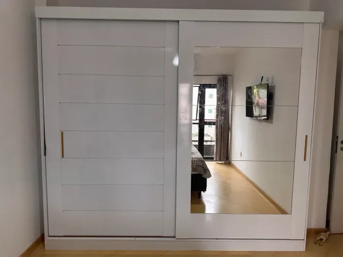 Guarda-Roupa Casal 264cm 2 Portas de Correr com Espelho 100% MDF