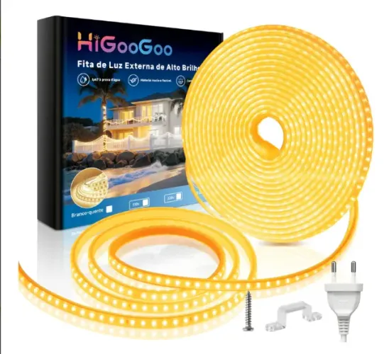 Fita de LED Alta Tensão 20 Metros IP67 110V/220V Higoogoo | Iluminação Interna e Externa