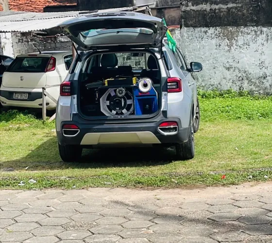 Caixa trio som automotivo 