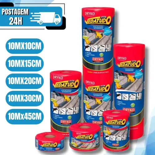 Manta Asfáltica Metalizada Auto Adesiva Vedação Telhas Laje Vedatudo 10x45cm