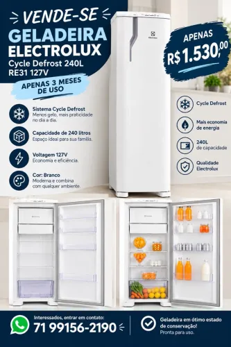Geladeira Electrolux Cycle Defrost 240L RE31 127V Branca
