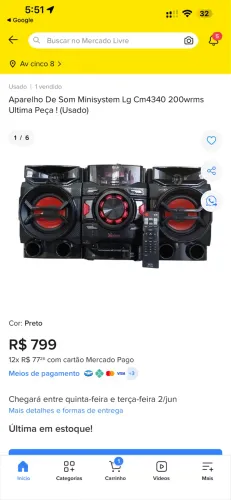 Mini System LG CM4350 com 220W de potência RMS, conectividade Bluetooth e entrada 