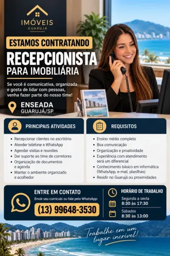 VAGAS RECEPCIONISTA