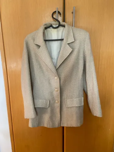 Blazer Vintage Bege Tweed / Bouclé - Tamanho 42 | Estilo Parisiense Elegant