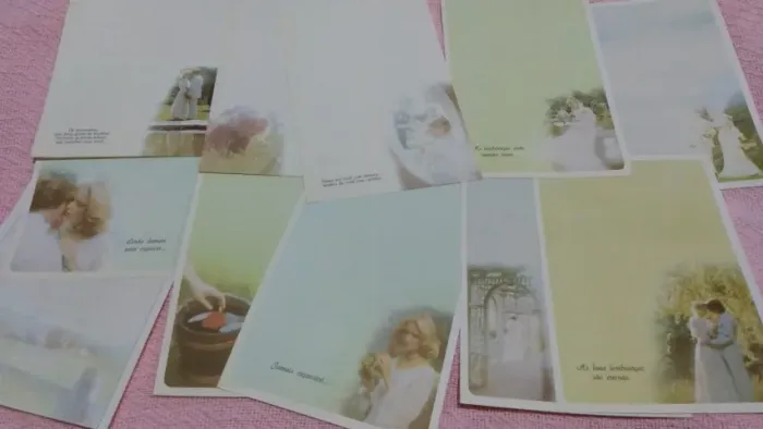 Lote de papel de carta antigo 11 folhas casais amor ano 70