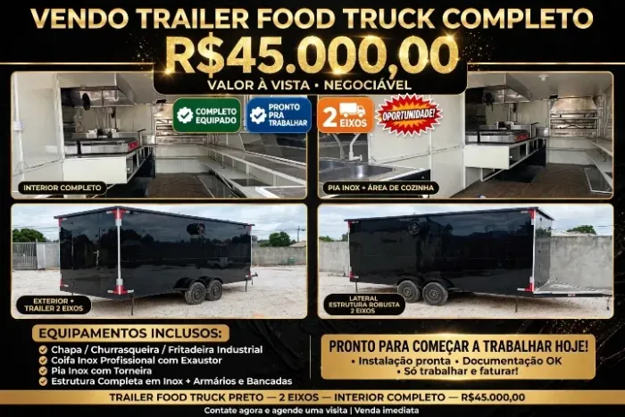 Trailer Food Truck Completo, Equipado e Documentado