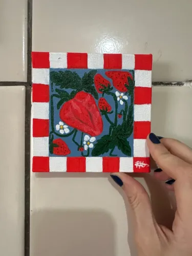 Pintura decorativa original - Morangos 